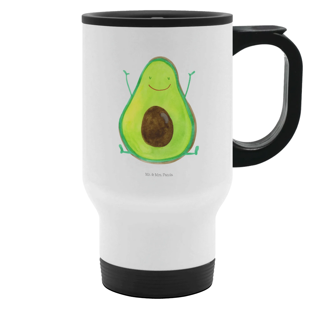 Thermobecher Avocado Happy Thermobecher, To Go Becher, Thermotasse, Kaffeebecher, Isolierbecher, Thermobecher To Go, Warmhaltetasse, Edelstahlbecher, Reisebecher, Tasse mit Deckel, Thermobecher für 400 ml, Kaffeetasse zum Mitnehmen, Tasse zum Mitnehmen, Spülmaschinenfest, Avocado, Veggie, Vegan, Gesund, Chaos