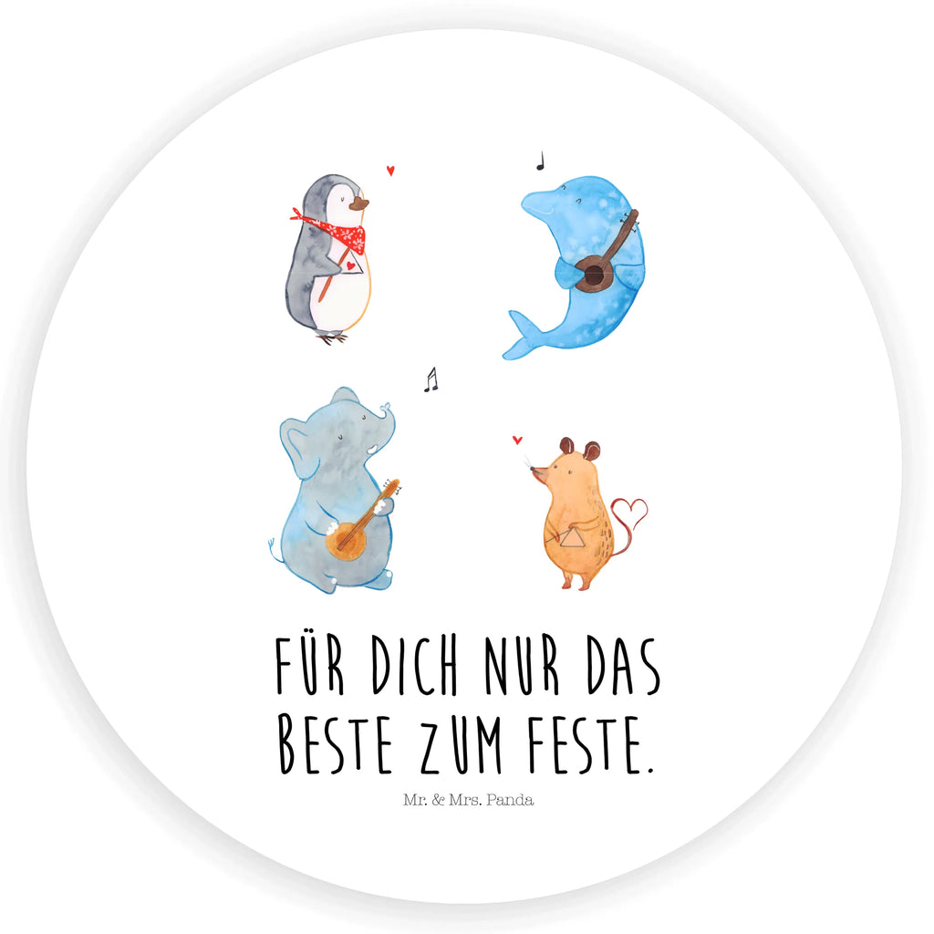 Rund Aufkleber Big Band Sticker, Aufkleber, Etikett, Kinder, rund, Tiermotive, Gute Laune, lustige Sprüche, Tiere, Hund, Pinguin, Maus, Elefant, Delfin, Gitarre, Band, Triangel, Musikanten, Musik