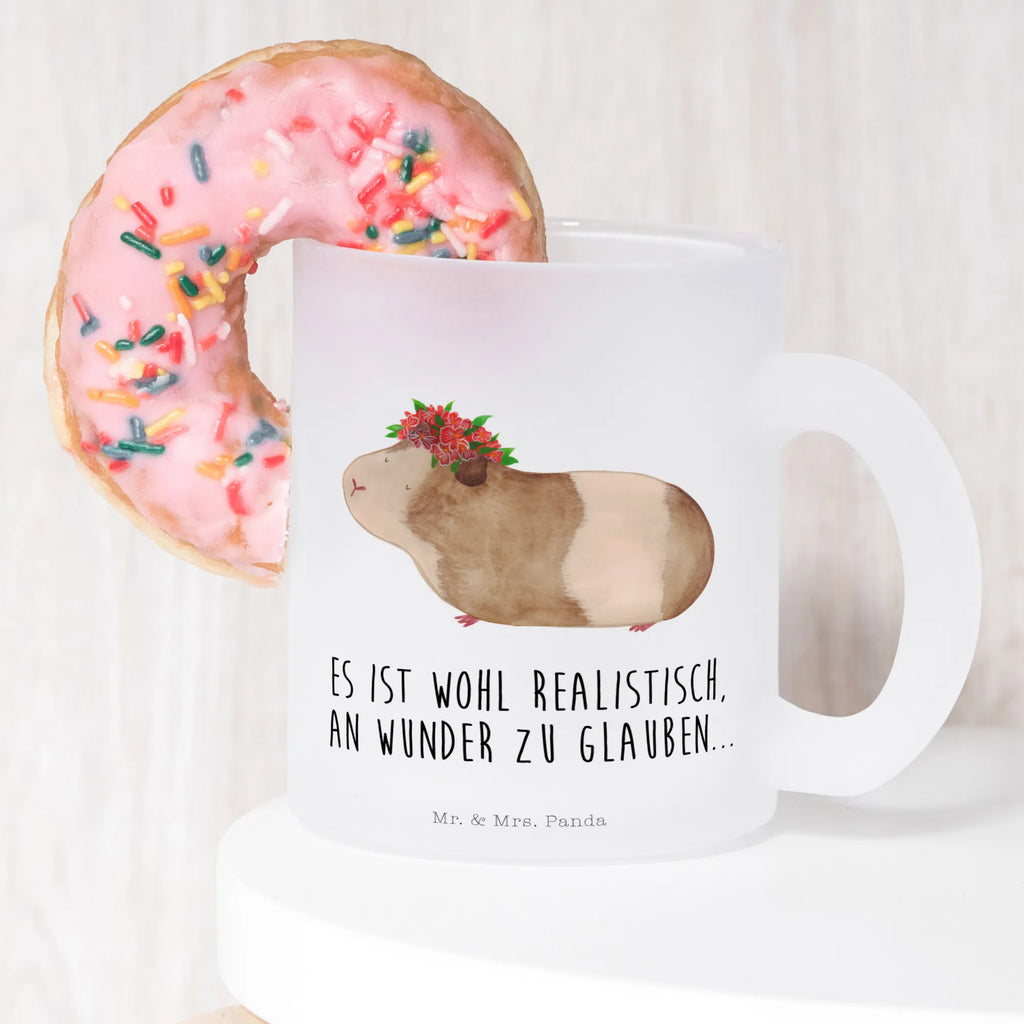 Teetasse Meerschweinchen weise Teetasse, Teeglas, Teebecher, Tasse mit Henkel, Tasse, Glas Teetasse, Teetasse aus Glas, Tiermotive, Gute Laune, lustige Sprüche, Tiere, Meerschweinchen, Meerie, Meeries, Wunder, Blumenkind, Realität, Spruch, Weisheit, Motivation, Wunderland