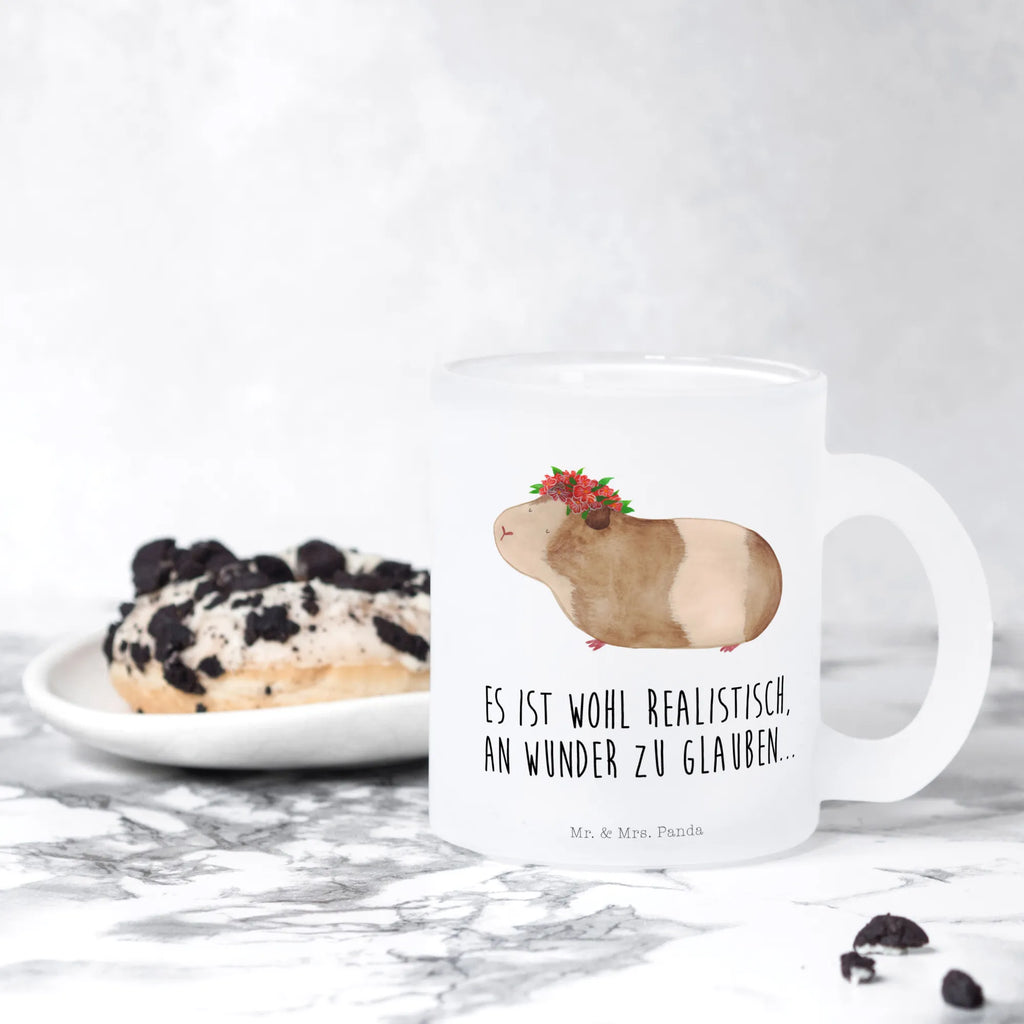 Teetasse Meerschweinchen weise Teetasse, Teeglas, Teebecher, Tasse mit Henkel, Tasse, Glas Teetasse, Teetasse aus Glas, Tiermotive, Gute Laune, lustige Sprüche, Tiere, Meerschweinchen, Meerie, Meeries, Wunder, Blumenkind, Realität, Spruch, Weisheit, Motivation, Wunderland