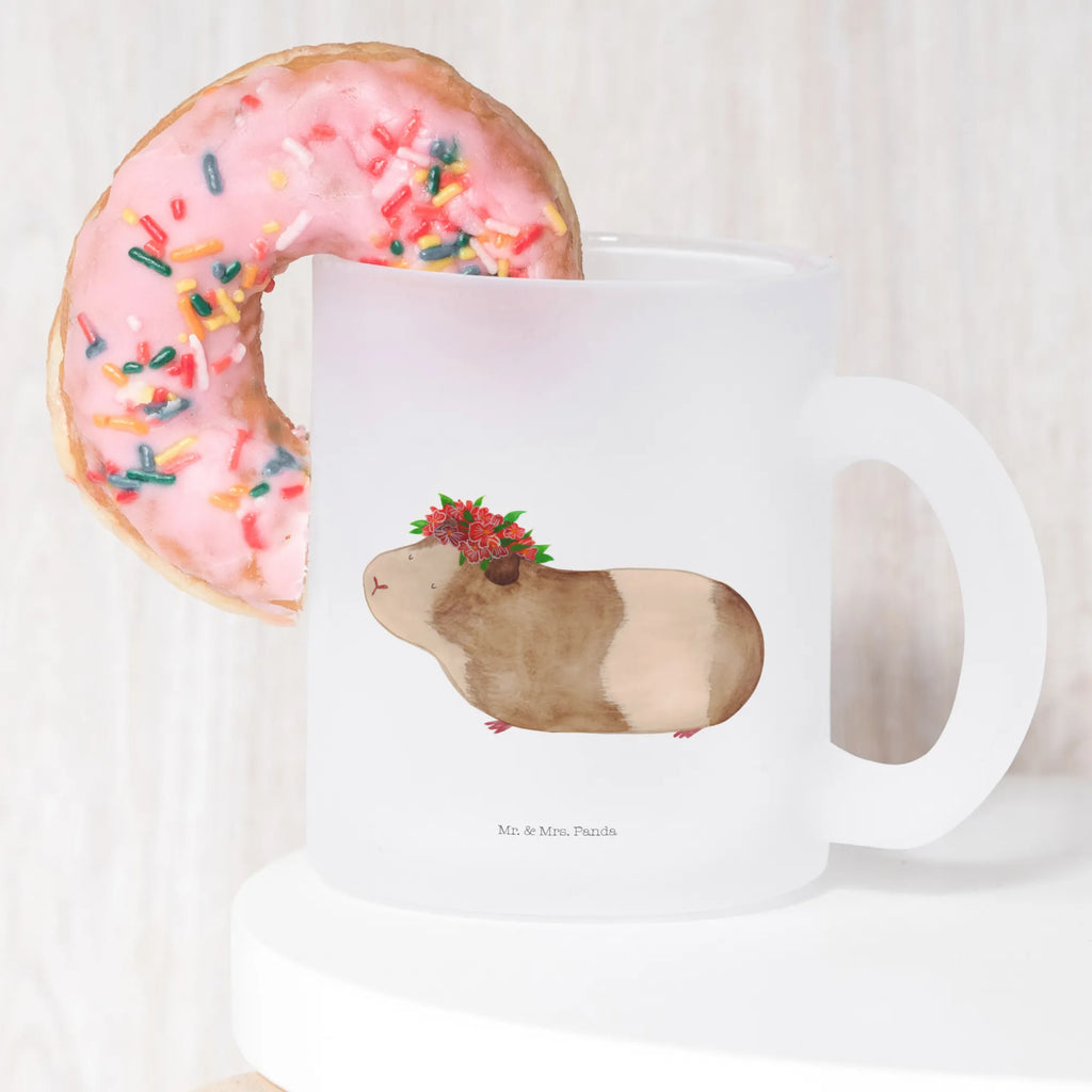 Teetasse Meerschweinchen weise Teetasse, Teeglas, Teebecher, Tasse mit Henkel, Tasse, Glas Teetasse, Teetasse aus Glas, Tiermotive, Gute Laune, lustige Sprüche, Tiere, Meerschweinchen, Meerie, Meeries, Wunder, Blumenkind, Realität, Spruch, Weisheit, Motivation, Wunderland