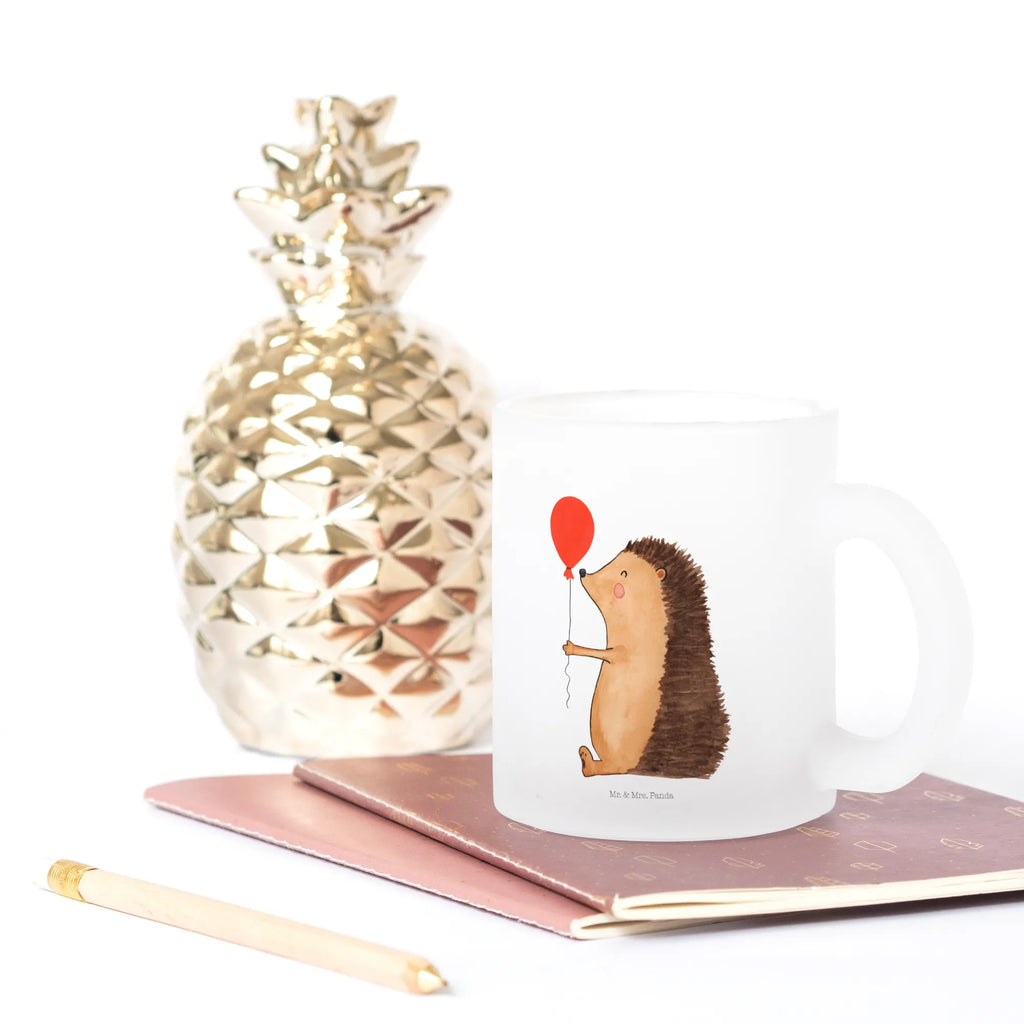 Teetasse Igel mit Luftballon Teetasse, Teeglas, Teebecher, Tasse mit Henkel, Tasse, Glas Teetasse, Teetasse aus Glas, Tiermotive, Gute Laune, lustige Sprüche, Tiere, Igel, Geburtstag, Herzlichen Glückwunsch, Glückwunsch, Geburtstagskind, Ballon, Happy Birthday