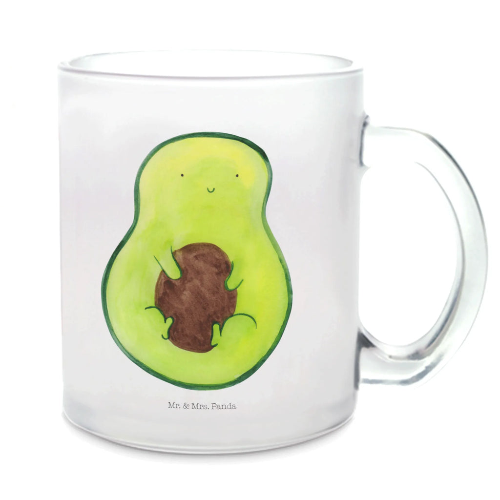 Teetasse Avocado mit Kern Teetasse, Teeglas, Teebecher, Tasse mit Henkel, Tasse, Glas Teetasse, Teetasse aus Glas, Avocado, Veggie, Vegan, Gesund, Avokado, Avocadokern, Kern, Pflanze, Spruch Leben