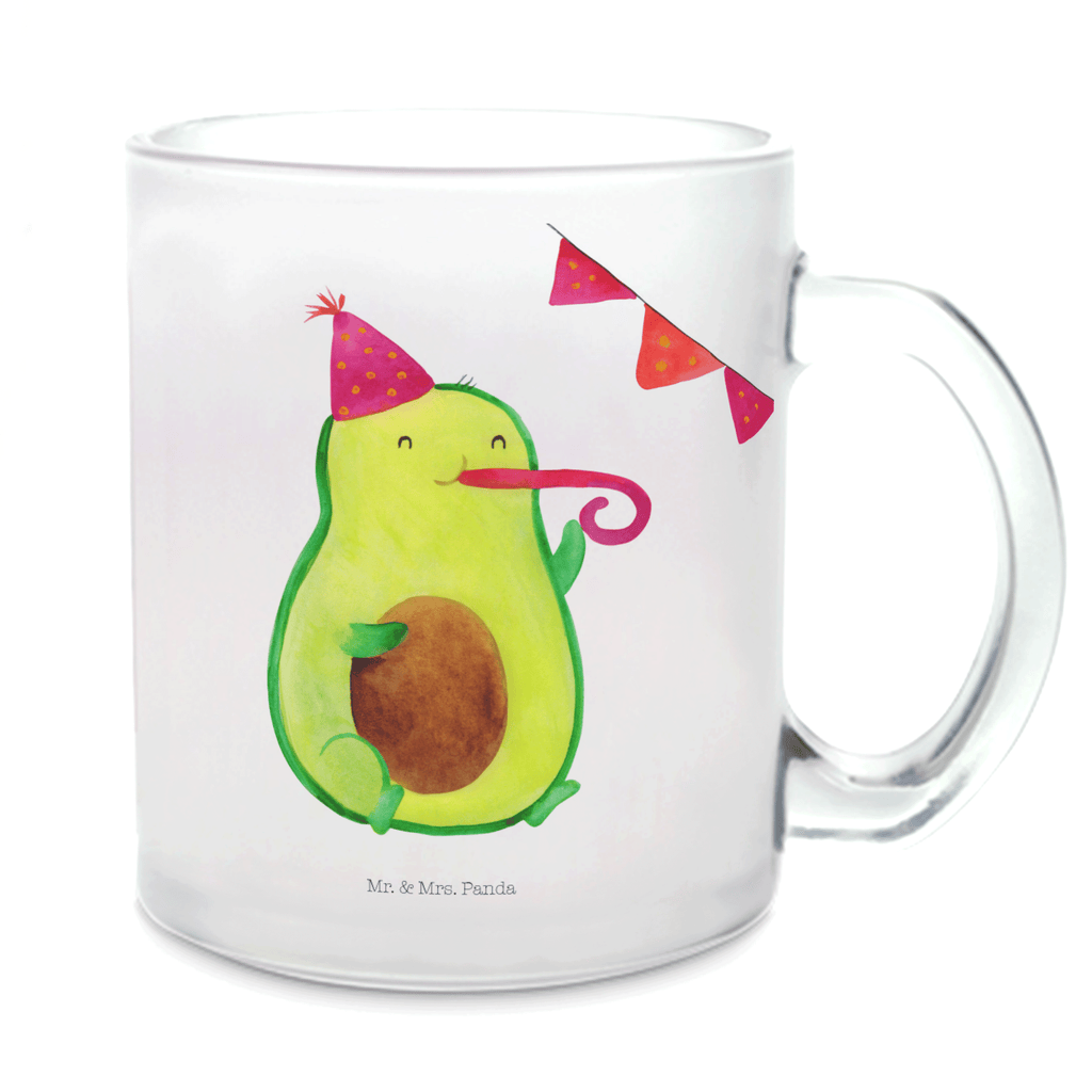 Teetasse Avocado Party Time Teetasse, Teeglas, Teebecher, Tasse mit Henkel, Tasse, Glas Teetasse, Teetasse aus Glas, Avocado, Veggie, Vegan, Gesund