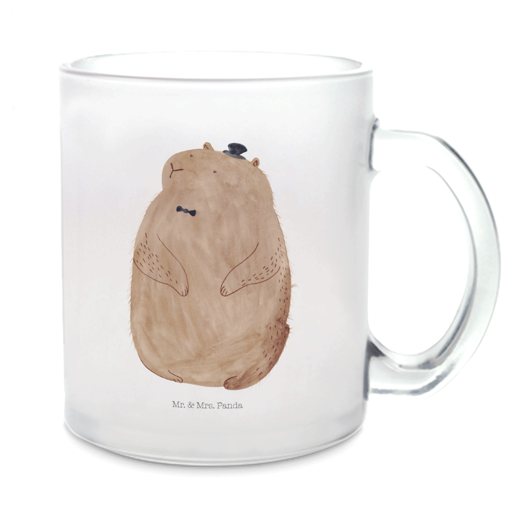 Teetasse Murmeltier Teetasse, Teeglas, Teebecher, Tasse mit Henkel, Tasse, Glas Teetasse, Teetasse aus Glas, Tiermotive, Gute Laune, lustige Sprüche, Tiere, Murmeltier, Knigge, Fröhlichkeit, Freundlichkeit, Respekt, Anstand