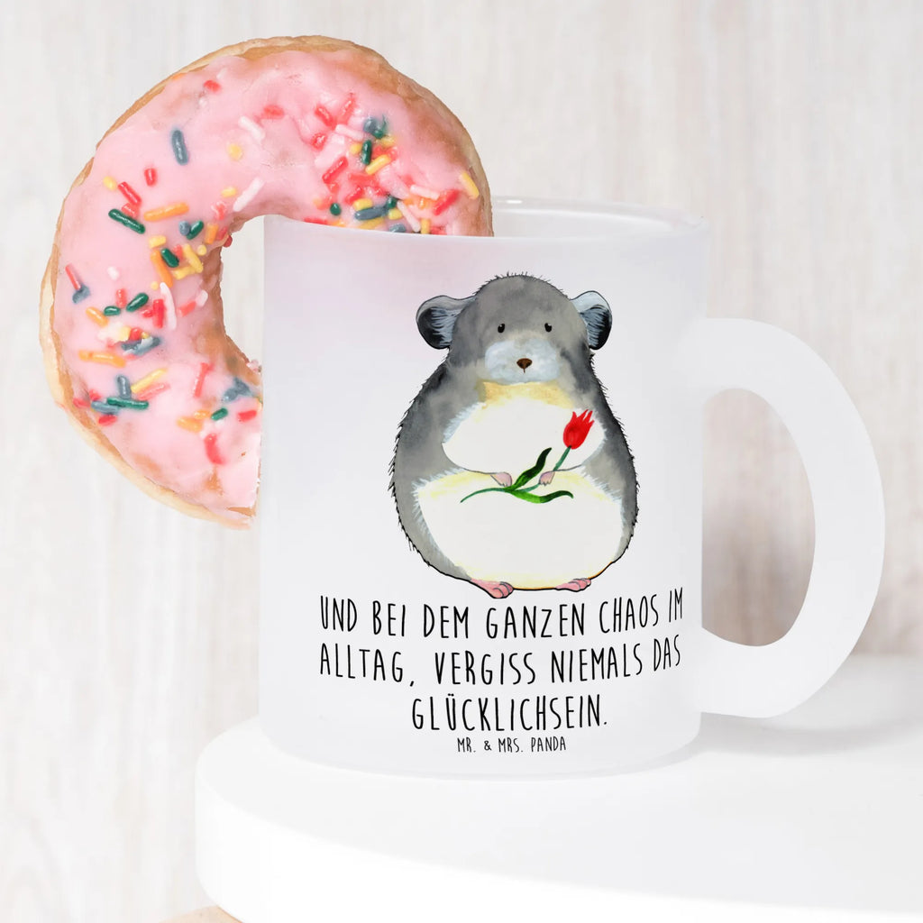 Teetasse Chinchilla mit Blume Teetasse, Teeglas, Teebecher, Tasse mit Henkel, Tasse, Glas Teetasse, Teetasse aus Glas, Tiermotive, Gute Laune, lustige Sprüche, Tiere, Chinchilla, Chinchillas, Liebeskummer, Kummer, Depressionen, traurig sein, Chaos, Glücklichsein, Büro, Büroalltag