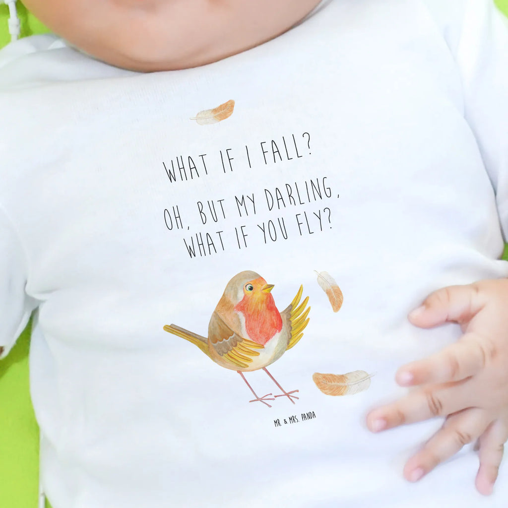 Organic Baby Shirt Rotkehlchen Federn Baby T-Shirt, Jungen Baby T-Shirt, Mädchen Baby T-Shirt, Shirt, Tiermotive, Gute Laune, lustige Sprüche, Tiere, What if i fall, Rotkehlchen, Spruch Motivation, Spruch Mut, Vogel, Motivation Sprüche, Motivationsbilder, fliegen