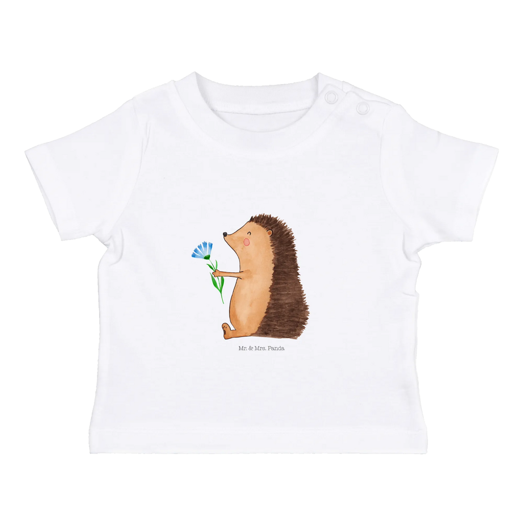 Organic Baby Shirt Igel Blumen Baby T-Shirt, Jungen Baby T-Shirt, Mädchen Baby T-Shirt, Shirt, Tiermotive, Gute Laune, lustige Sprüche, Tiere, Igel, Gute Besserung, Genesungswünsche, Krankheit, Krankenhaus, krank, Besuch