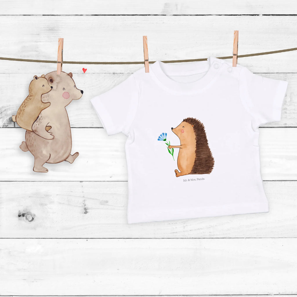 Organic Baby Shirt Igel Blumen Baby T-Shirt, Jungen Baby T-Shirt, Mädchen Baby T-Shirt, Shirt, Tiermotive, Gute Laune, lustige Sprüche, Tiere, Igel, Gute Besserung, Genesungswünsche, Krankheit, Krankenhaus, krank, Besuch