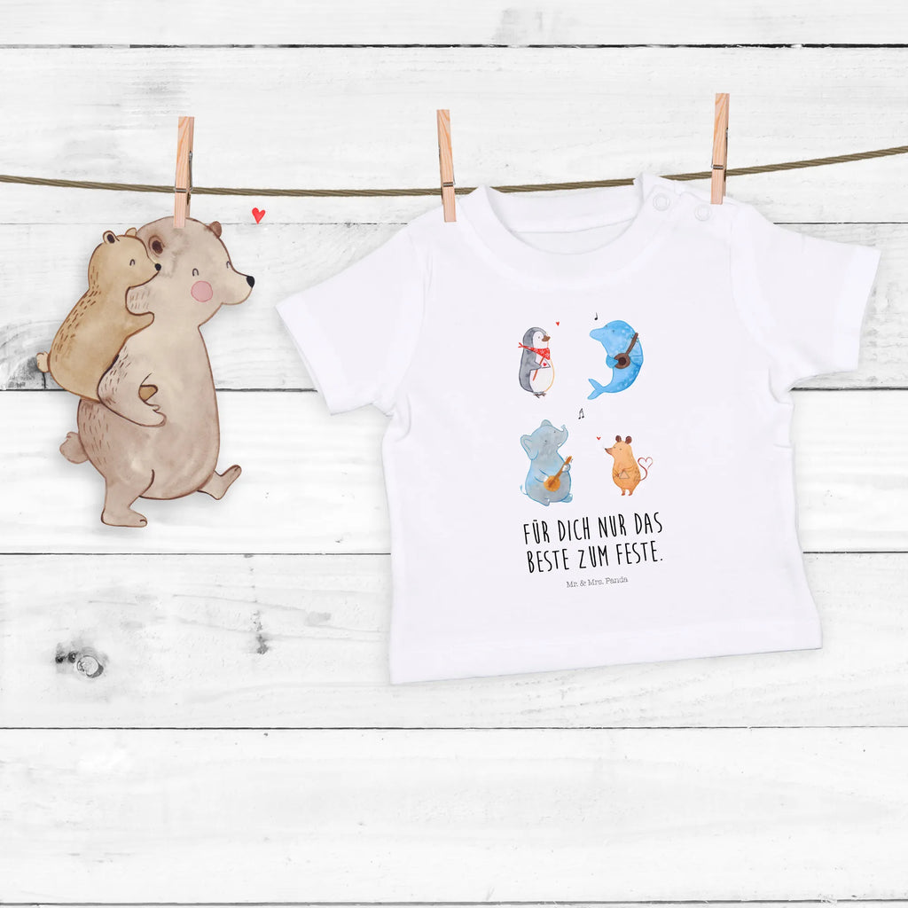 Organic Baby Shirt Big Band Baby T-Shirt, Jungen Baby T-Shirt, Mädchen Baby T-Shirt, Shirt, Tiermotive, Gute Laune, lustige Sprüche, Tiere, Hund, Pinguin, Maus, Elefant, Delfin, Gitarre, Band, Triangel, Musikanten, Musik