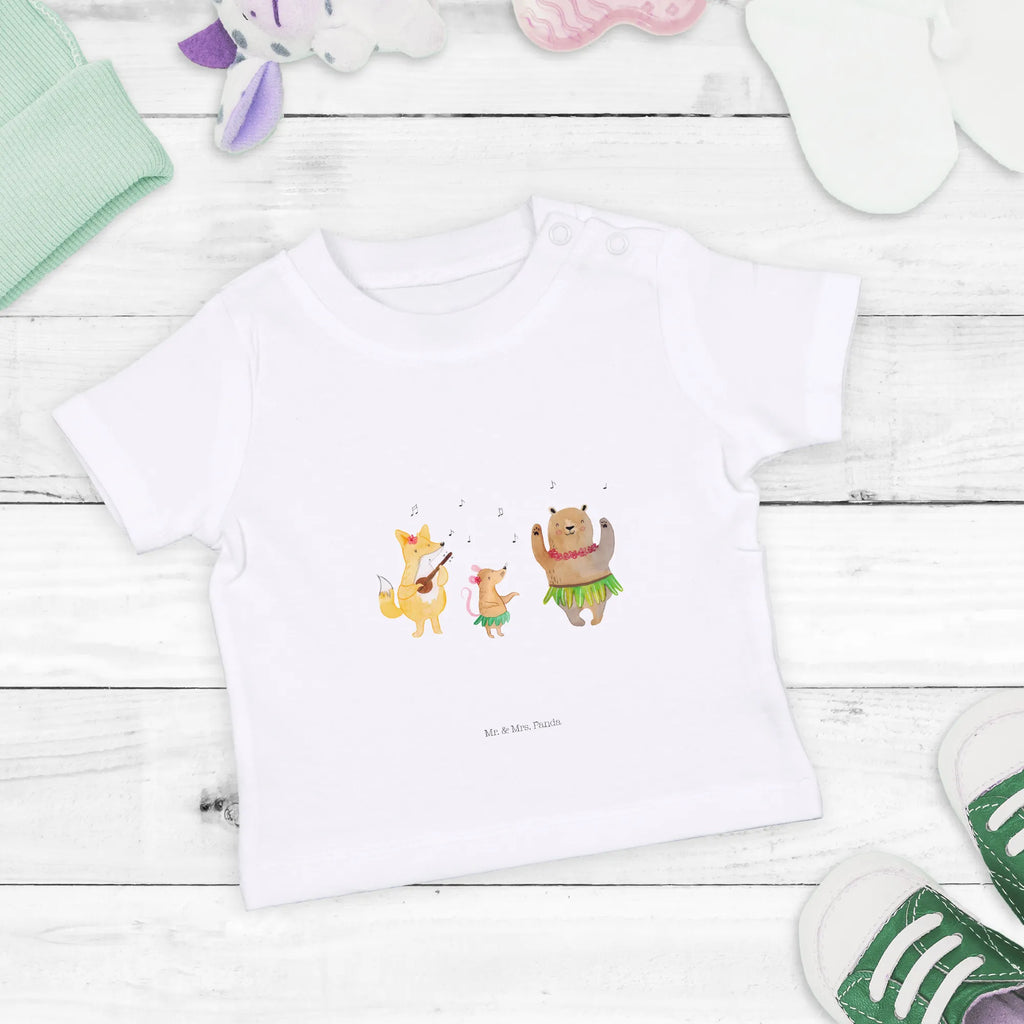 Organic Baby Shirt Waldtiere Aloha Baby T-Shirt, Jungen Baby T-Shirt, Mädchen Baby T-Shirt, Shirt, Tiermotive, Gute Laune, lustige Sprüche, Tiere, Wald, Waldtiere, Musik, Aloha, Bär, Hase, Igel, Tanzen, Leben, Lachen