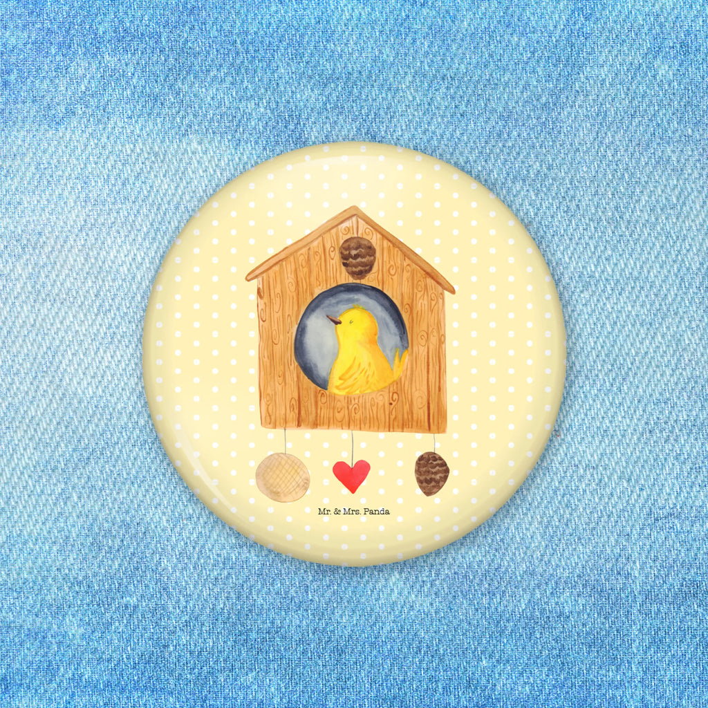 Button Vogelhaus sweet Home 50mm Button, Button, Pin, Anstecknadel, Tiermotive, Gute Laune, lustige Sprüche, Tiere, Vogelhaus, Vogel, Home sweet Home, Einzug, Umzug, Geschenk, Einzugsgeschenk, Hausbau, Haus