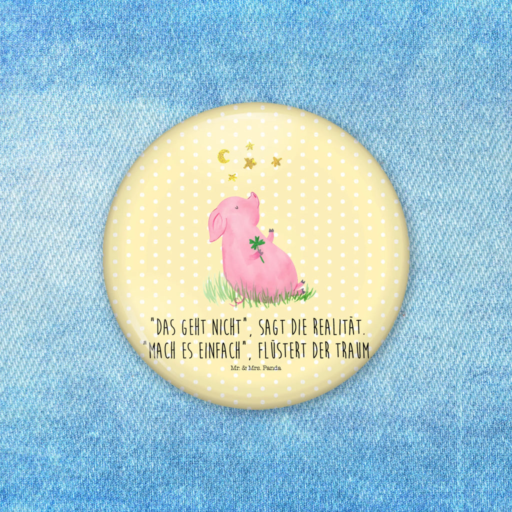 Button Glücksschwein 50mm Button, Button, Pin, Anstecknadel, Tiermotive, Gute Laune, lustige Sprüche, Tiere, Glücksschwein. Glück, Schwein, Schweinchen, Sterne, Sernchen, Ziele, Träume, Motivation, Glücksbringer