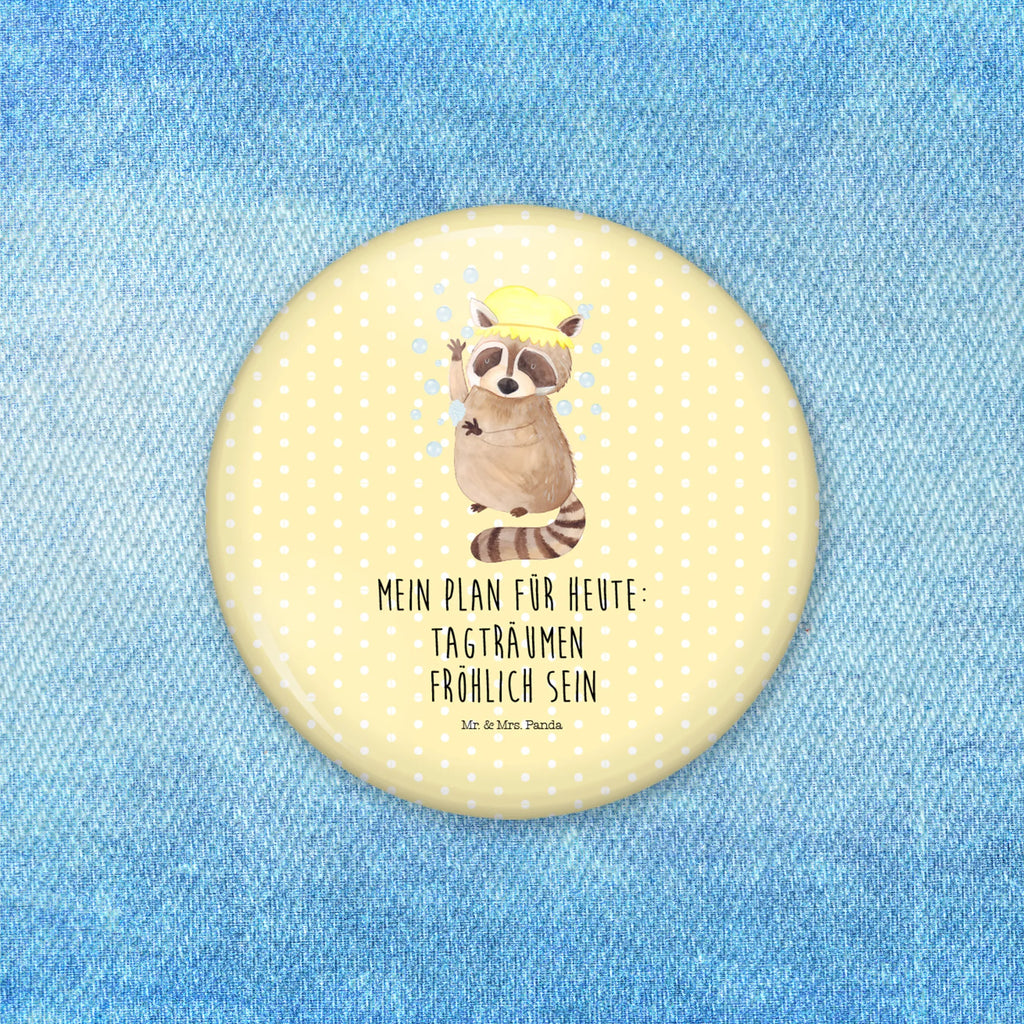 Button Waschbär 50mm Button, Button, Pin, Anstecknadel, Tiermotive, Gute Laune, lustige Sprüche, Tiere, Waschbär, Tagträumen, Plan, Fröhlich, waschen, Seifenblasen