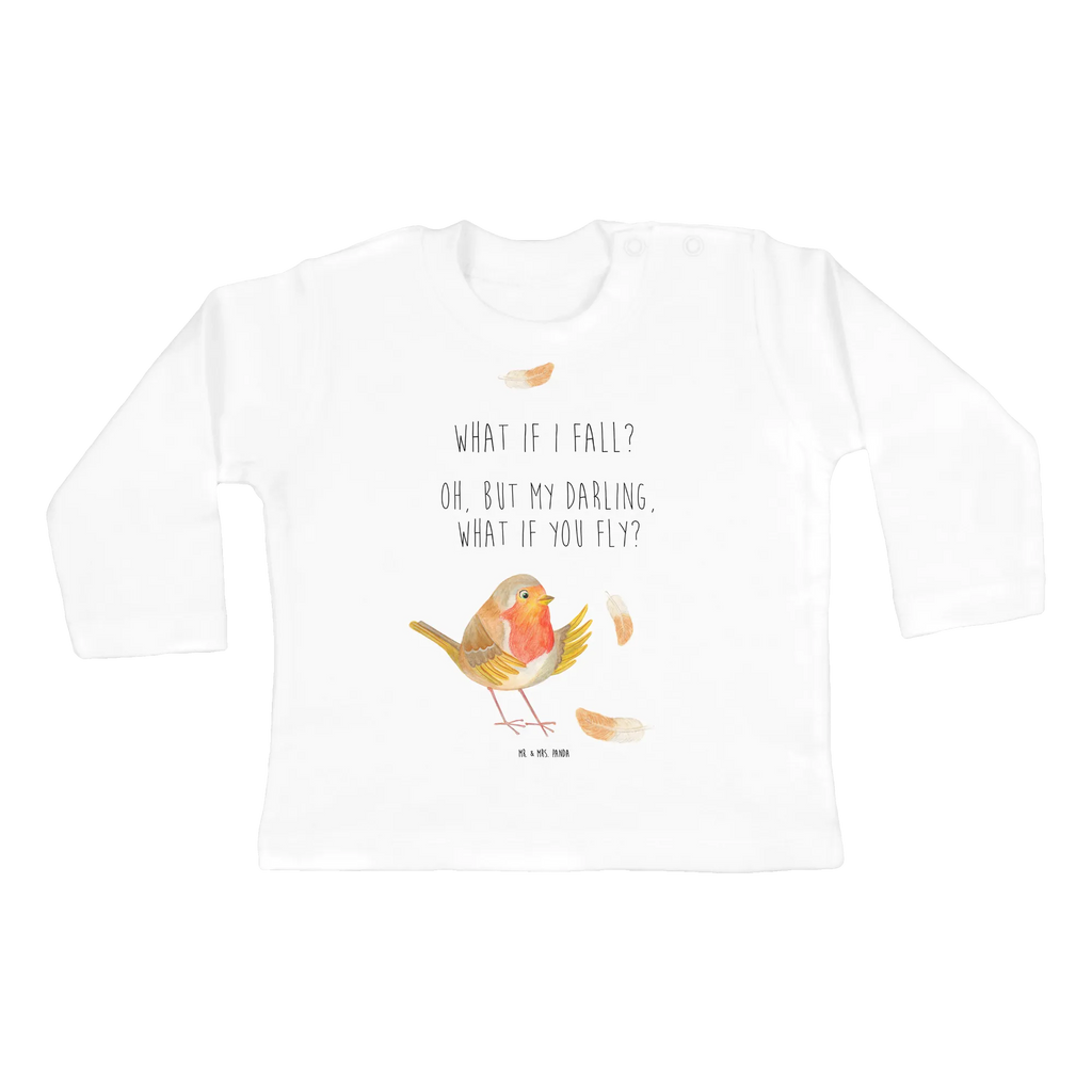 Baby Longsleeve Rotkehlchen mit Federn Mädchen, Jungen, Baby, Langarm, Bio, Kleidung, Tiermotive, Gute Laune, lustige Sprüche, Tiere, What if i fall, Rotkehlchen, Spruch Motivation, Spruch Mut, Vogel, Motivation Sprüche, Motivationsbilder, fliegen