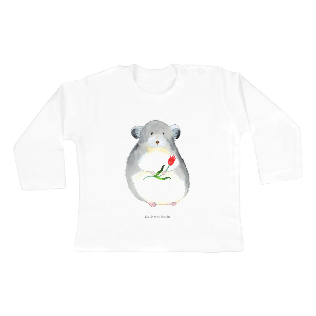 Baby Longsleeve Chinchilla mit Blume Mädchen, Jungen, Baby, Langarm, Bio, Kleidung, Tiermotive, Gute Laune, lustige Sprüche, Tiere, Chinchilla, Chinchillas, Liebeskummer, Kummer, Depressionen, traurig sein, Chaos, Glücklichsein, Büro, Büroalltag