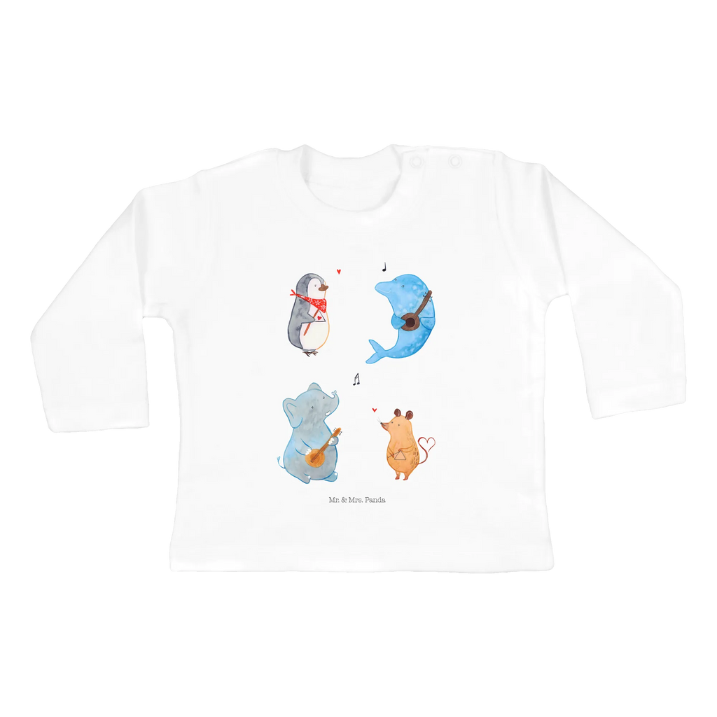 Baby Longsleeve Big Band Mädchen, Jungen, Baby, Langarm, Bio, Kleidung, Tiermotive, Gute Laune, lustige Sprüche, Tiere, Hund, Pinguin, Maus, Elefant, Delfin, Gitarre, Band, Triangel, Musikanten, Musik