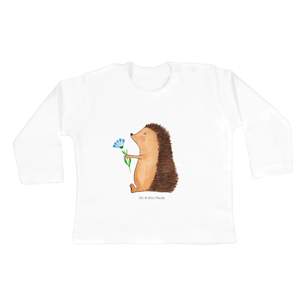 Baby Longsleeve Igel mit Blume Mädchen, Jungen, Baby, Langarm, Bio, Kleidung, Tiermotive, Gute Laune, lustige Sprüche, Tiere, Igel, Gute Besserung, Genesungswünsche, Krankheit, Krankenhaus, krank, Besuch