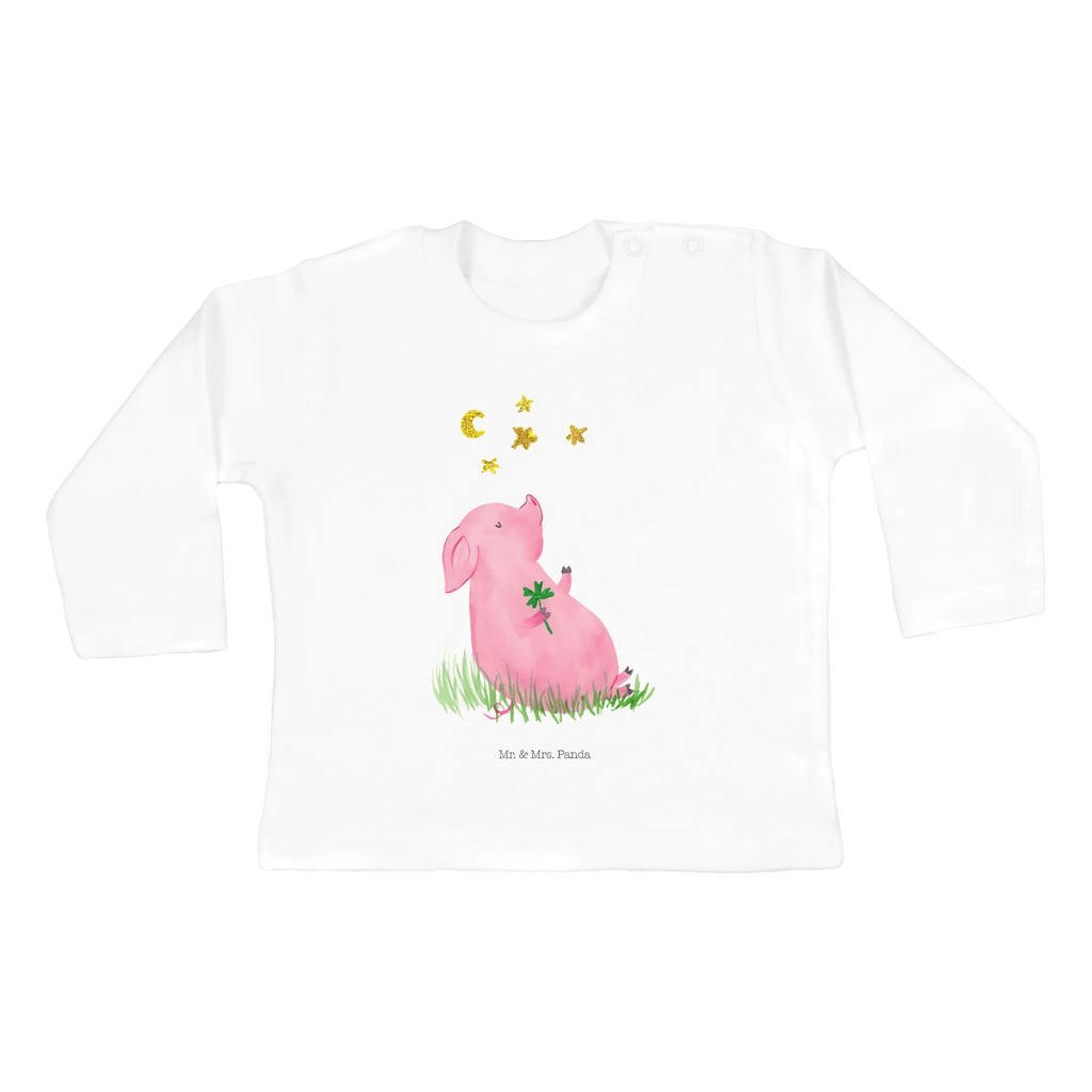 Baby Longsleeve Glücksschwein Mädchen, Jungen, Baby, Langarm, Bio, Kleidung, Tiermotive, Gute Laune, lustige Sprüche, Tiere, Glücksschwein. Glück, Schwein, Schweinchen, Sterne, Sernchen, Ziele, Träume, Motivation, Glücksbringer