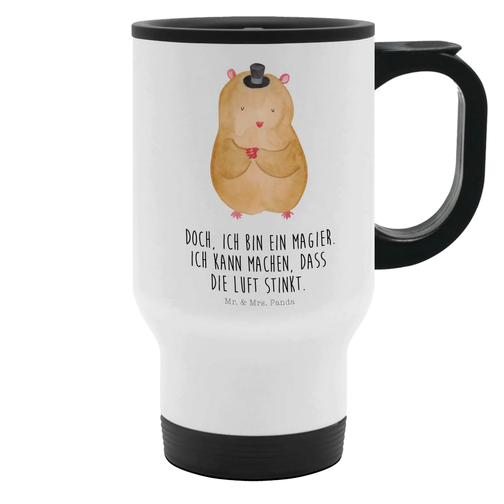 Thermobecher Hamster mit Hut Thermobecher, To Go Becher, Thermotasse, Kaffeebecher, Isolierbecher, Thermobecher To Go, Warmhaltetasse, Edelstahlbecher, Reisebecher, Tasse mit Deckel, Thermobecher für 400 ml, Kaffeetasse zum Mitnehmen, Tasse zum Mitnehmen, Spülmaschinenfest, Tiermotive, Gute Laune, lustige Sprüche, Tiere, Hamster, Hut, Magier, Zylinder, Zwerghamster, Zauberer