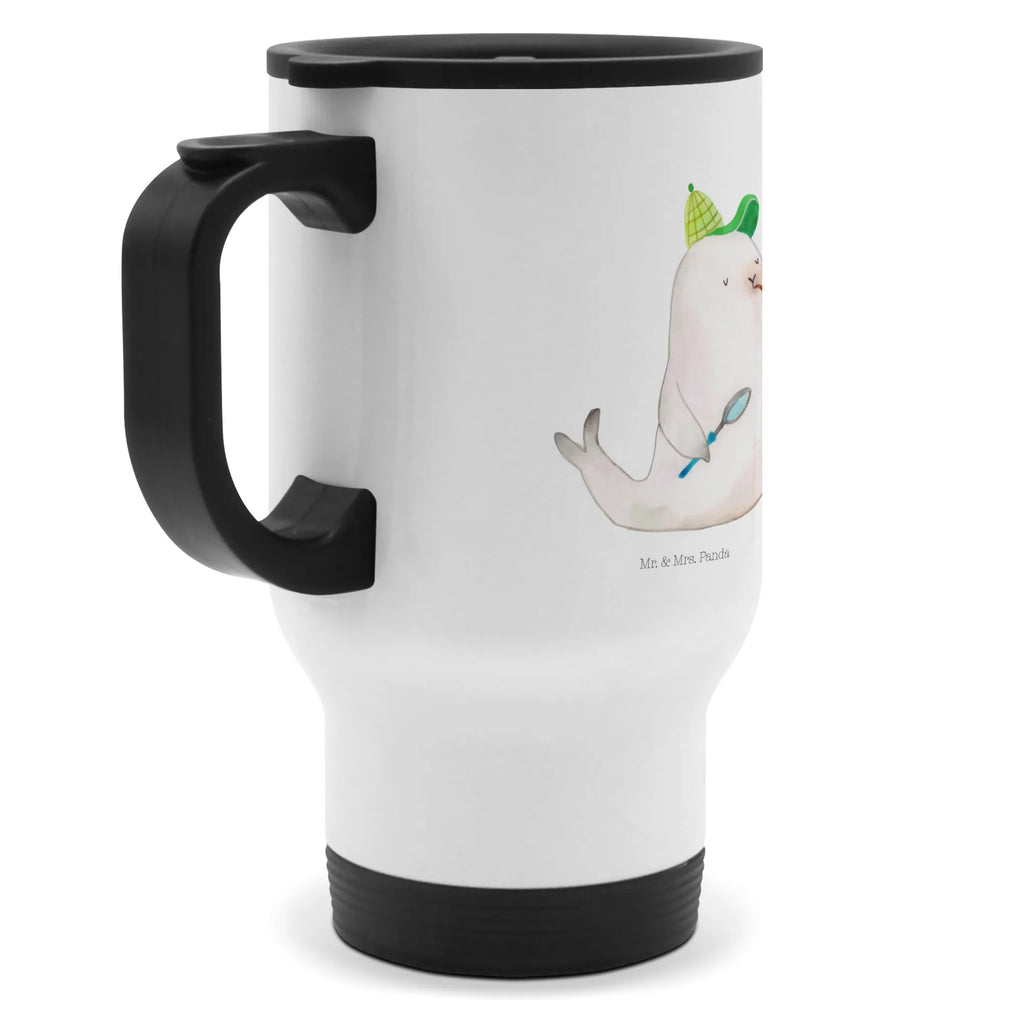 Thermobecher Robbe Sherlock Thermobecher, To Go Becher, Thermotasse, Kaffeebecher, Isolierbecher, Thermobecher To Go, Warmhaltetasse, Edelstahlbecher, Reisebecher, Tasse mit Deckel, Thermobecher für 400 ml, Kaffeetasse zum Mitnehmen, Tasse zum Mitnehmen, Spülmaschinenfest, Tiermotive, Gute Laune, lustige Sprüche, Tiere