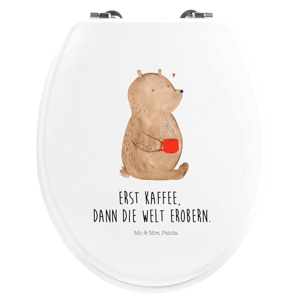 Motiv WC Sitz Bär Kaffee Klobrille, Klodeckel, Toilettendeckel, WC-Sitz, Toilette, Bär, Teddy, Teddybär, Kaffee, Coffee, Bären, guten Morgen, Morgenroutine, Welt erobern, Welt retten, Motivation