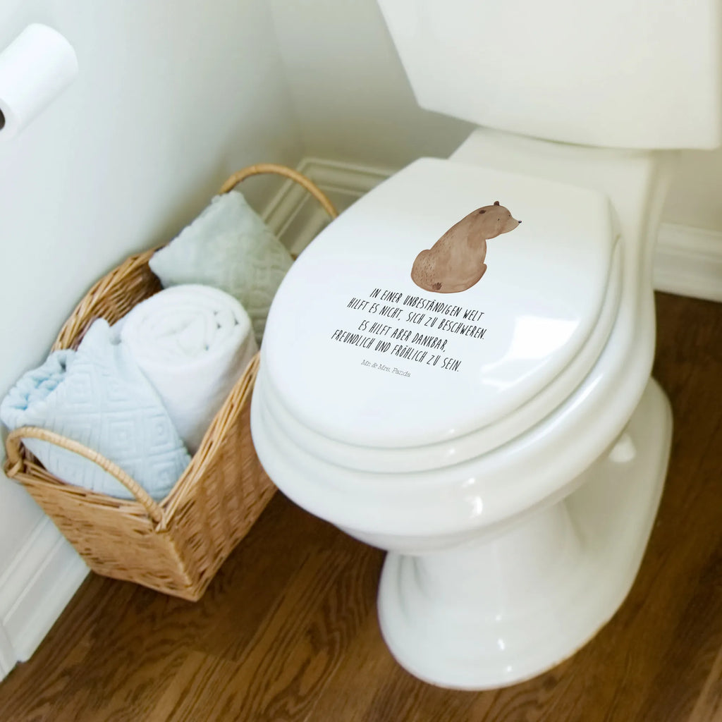 Motiv WC Sitz Bär Schulterblick Klobrille, Klodeckel, Toilettendeckel, WC-Sitz, Toilette, Bär, Teddy, Teddybär, Selbstachtung, Weltansicht, Motivation, Bären, Bärenliebe, Weisheit