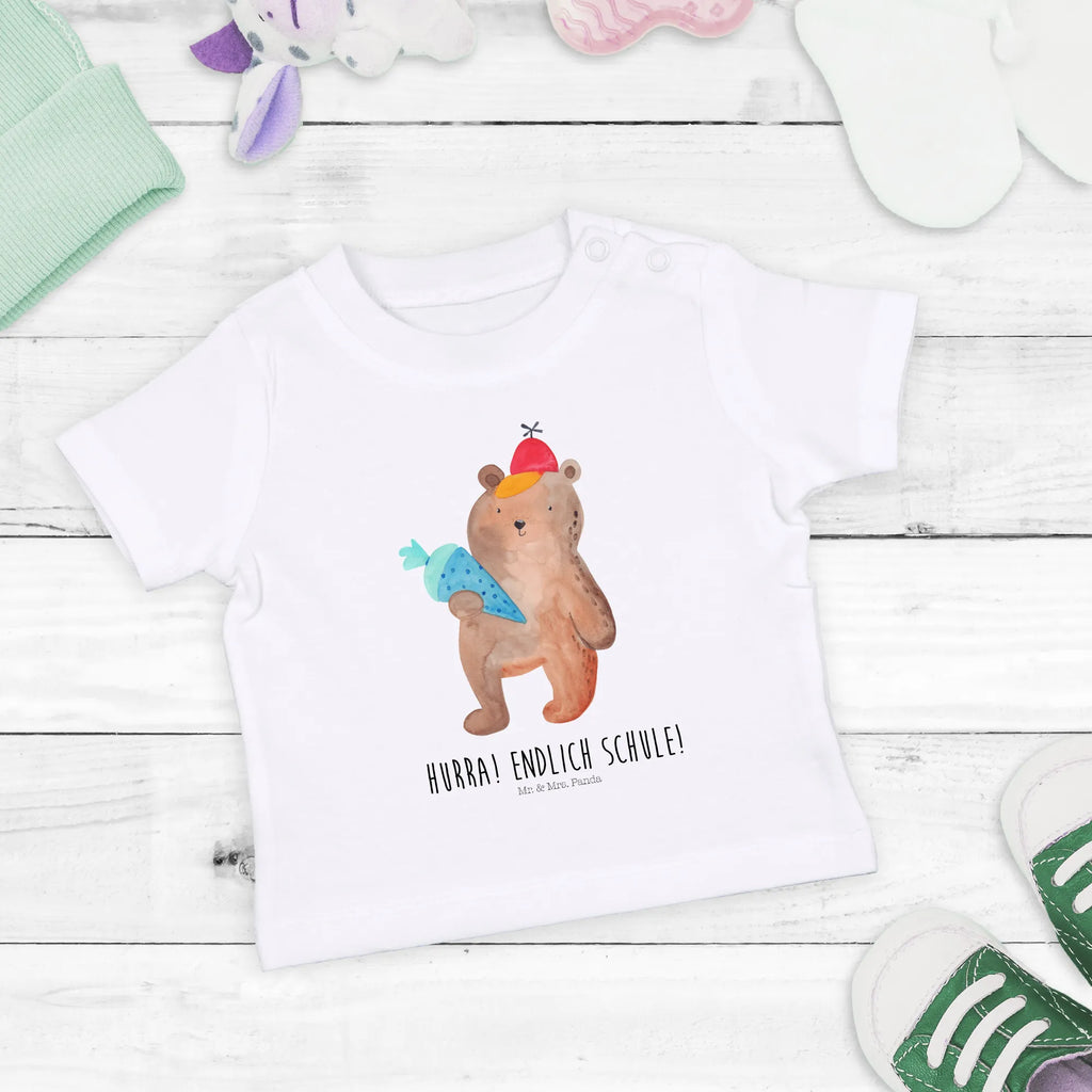 Organic Baby Shirt Bär Schultüte Baby T-Shirt, Jungen Baby T-Shirt, Mädchen Baby T-Shirt, Shirt, Bär, Teddy, Teddybär, Bär Motiv, Schultüte, Erster Schultag Geschenk, Einschulung Geschenk, Schule Geschenk, Grundschule, Schulanfang, Schulbeginn