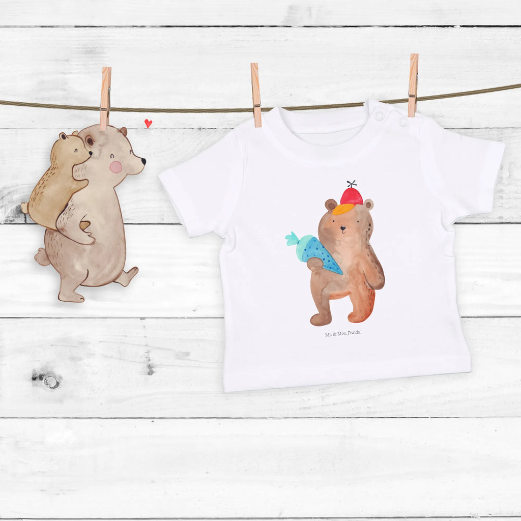 Organic Baby Shirt Bär Schultüte Baby T-Shirt, Jungen Baby T-Shirt, Mädchen Baby T-Shirt, Shirt, Bär, Teddy, Teddybär, Bär Motiv, Schultüte, Erster Schultag Geschenk, Einschulung Geschenk, Schule Geschenk, Grundschule, Schulanfang, Schulbeginn