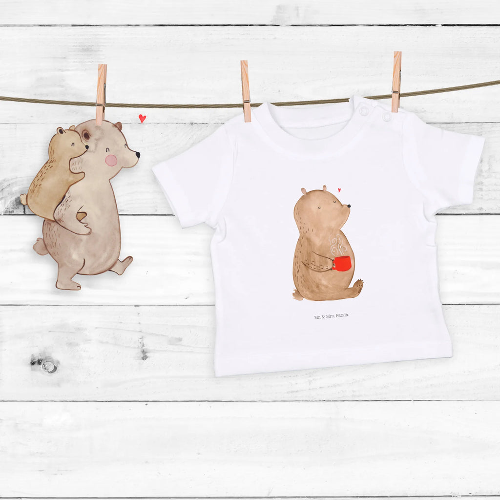 Organic Baby Shirt Bär Kaffee Baby T-Shirt, Jungen Baby T-Shirt, Mädchen Baby T-Shirt, Shirt, Bär, Teddy, Teddybär, Kaffee, Coffee, Bären, guten Morgen, Morgenroutine, Welt erobern, Welt retten, Motivation