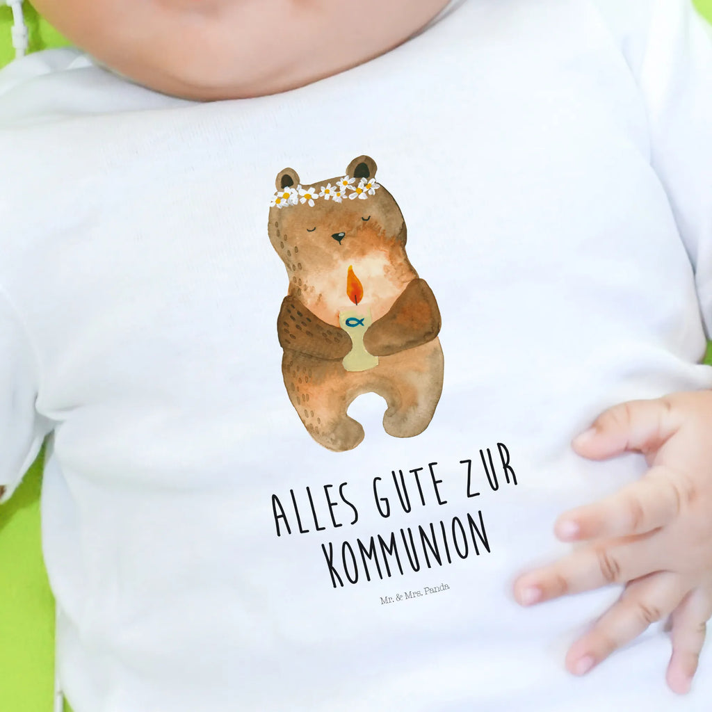 Organic Baby Shirt Bär Kommunion Baby T-Shirt, Jungen Baby T-Shirt, Mädchen Baby T-Shirt, Shirt, Bär, Teddy, Teddybär, Kommunion, Gottes Segen, Taufkerze, katholisch