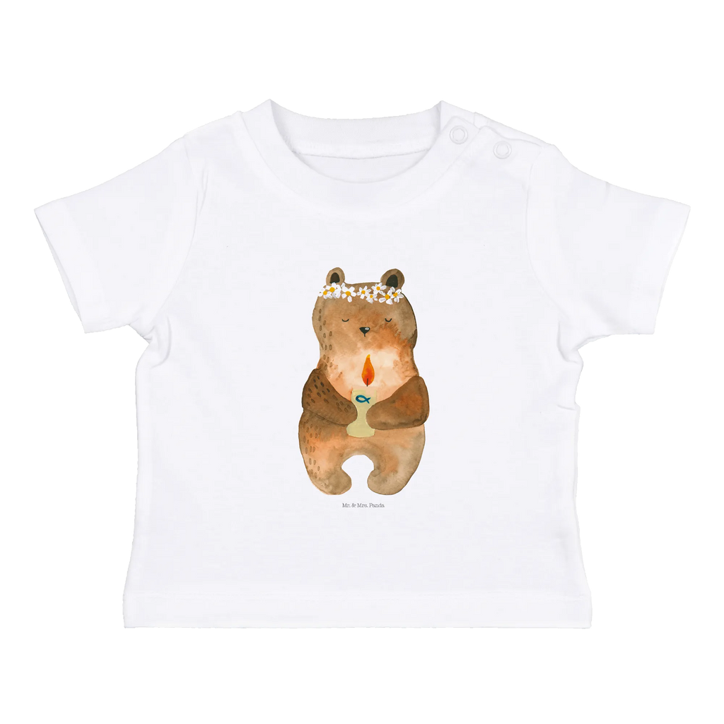 Organic Baby Shirt Bär Kommunion Baby T-Shirt, Jungen Baby T-Shirt, Mädchen Baby T-Shirt, Shirt, Bär, Teddy, Teddybär, Kommunion, Gottes Segen, Taufkerze, katholisch