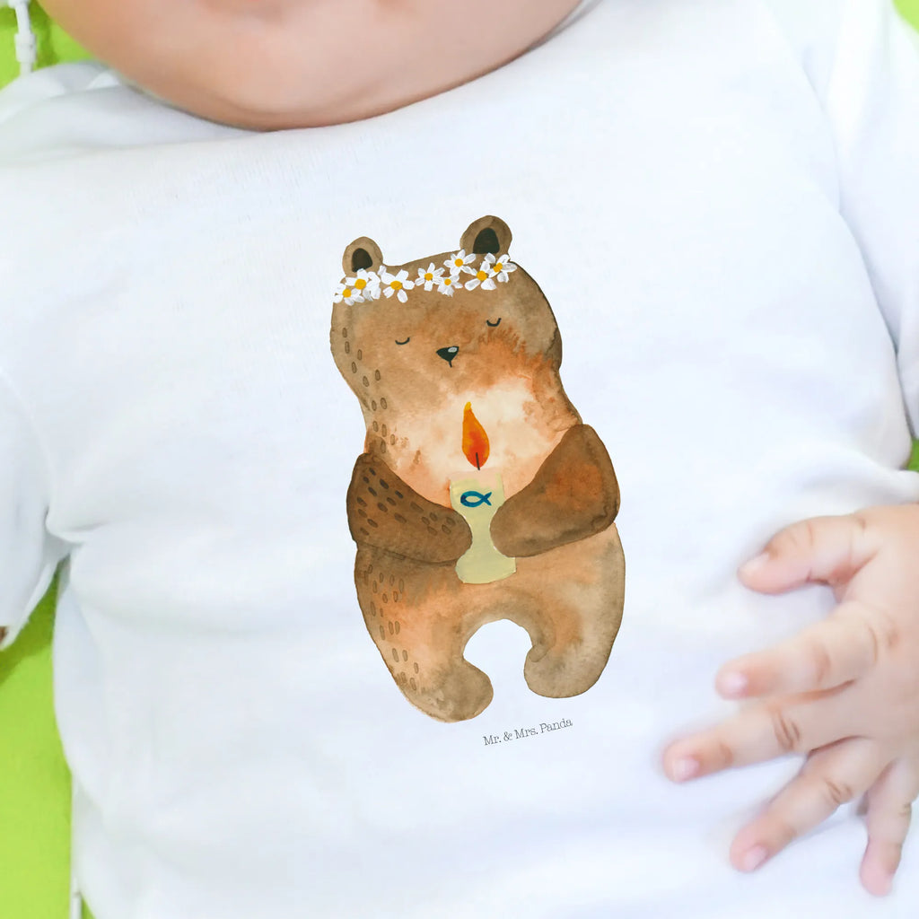 Organic Baby Shirt Bär Kommunion Baby T-Shirt, Jungen Baby T-Shirt, Mädchen Baby T-Shirt, Shirt, Bär, Teddy, Teddybär, Kommunion, Gottes Segen, Taufkerze, katholisch