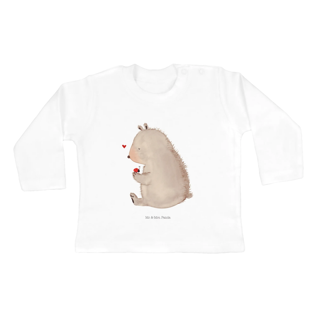 Baby Longsleeve Bär mit Marienkäfer Mädchen, Jungen, Baby, Langarm, Bio, Kleidung, Bär, Teddy, Teddybär, Marienkäfer, Liebe, Freiheit, Motivation, Das Leben ist schön