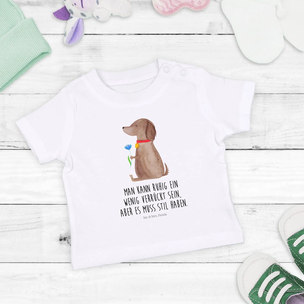 Organic Baby Shirt Hund Blume Baby T-Shirt, Jungen Baby T-Shirt, Mädchen Baby T-Shirt, Shirt, Hund, Hundemotiv, Haustier, Hunderasse, Tierliebhaber, Hundebesitzer, Sprüche, Hunde, Frauchen, Hundeliebe