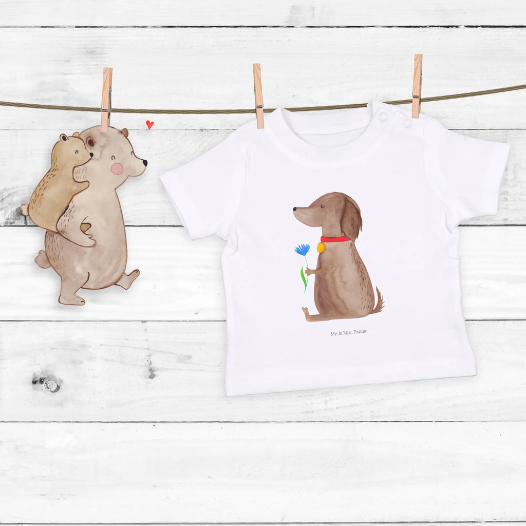 Organic Baby Shirt Hund Blume Baby T-Shirt, Jungen Baby T-Shirt, Mädchen Baby T-Shirt, Shirt, Hund, Hundemotiv, Haustier, Hunderasse, Tierliebhaber, Hundebesitzer, Sprüche, Hunde, Frauchen, Hundeliebe