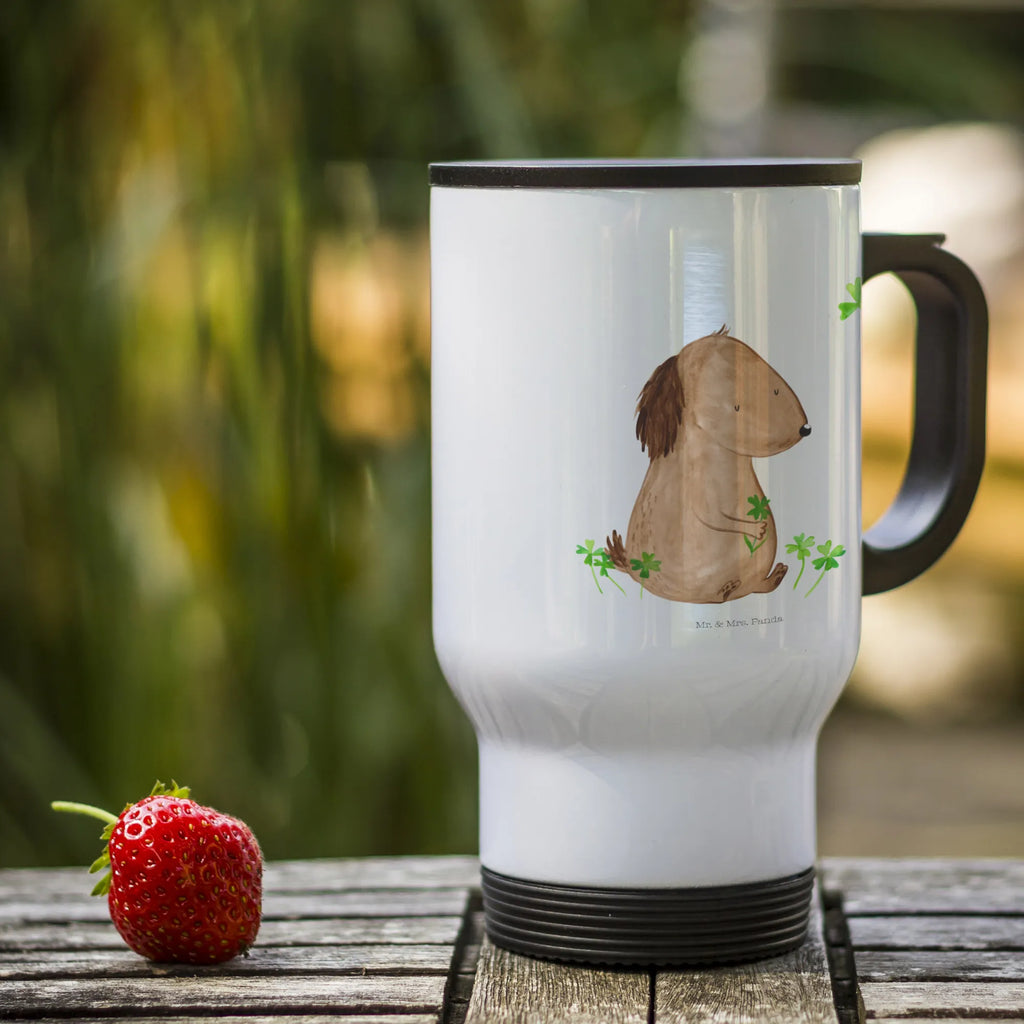 Thermobecher Hund Kleeblatt Thermobecher, To Go Becher, Thermotasse, Kaffeebecher, Isolierbecher, Thermobecher To Go, Warmhaltetasse, Edelstahlbecher, Reisebecher, Tasse mit Deckel, Thermobecher für 400 ml, Kaffeetasse zum Mitnehmen, Tasse zum Mitnehmen, Spülmaschinenfest, Hund, Hundemotiv, Haustier, Hunderasse, Tierliebhaber, Hundebesitzer, Sprüche, Kleeblatt, Glück, Tagträume, Motivation, Neuanfang, Geschenk, Glücksbringer, Selbstliebe, Achtsamkeit