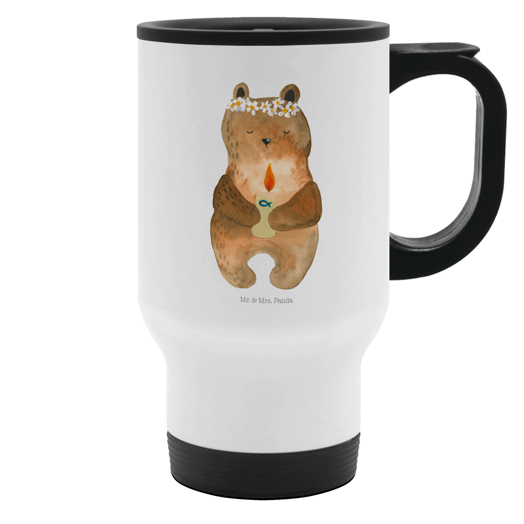 Thermobecher Kommunion-Bär Thermobecher, To Go Becher, Thermotasse, Kaffeebecher, Isolierbecher, Thermobecher To Go, Warmhaltetasse, Edelstahlbecher, Reisebecher, Tasse mit Deckel, Thermobecher für 400 ml, Kaffeetasse zum Mitnehmen, Tasse zum Mitnehmen, Spülmaschinenfest, Bär, Teddy, Teddybär, Kommunion, Gottes Segen, Taufkerze, katholisch