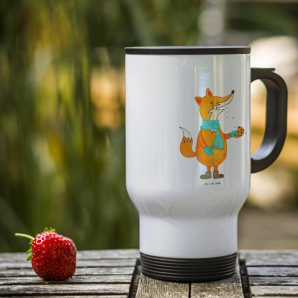 Thermobecher Fuchs Keks Thermobecher, To Go Becher, Thermotasse, Kaffeebecher, Isolierbecher, Thermobecher To Go, Warmhaltetasse, Edelstahlbecher, Reisebecher, Tasse mit Deckel, Thermobecher für 400 ml, Kaffeetasse zum Mitnehmen, Tasse zum Mitnehmen, Spülmaschinenfest, Fuchs, Füchse, Backen Spruch, Kekse, Winter, Weihnachtszeit, Plätzchen, Liebe, Küche Deko