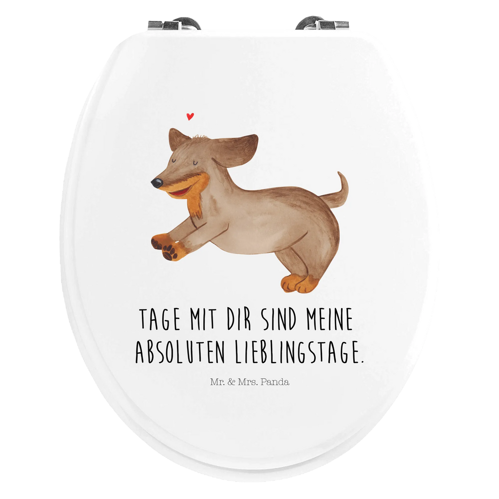 Motiv WC Sitz Hund Dackel fröhlich Klobrille, Klodeckel, Toilettendeckel, WC-Sitz, Toilette, Hund, Hundemotiv, Haustier, Hunderasse, Tierliebhaber, Hundebesitzer, Sprüche, Hunde, Dackel, Dachshund, happy dog