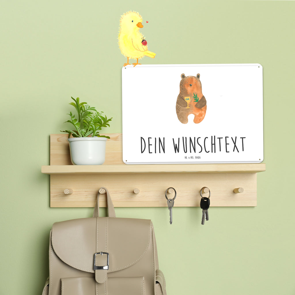 Personalisiertes Blechschild Bär Konfirmation Blechschild, Metallschild, Geschenk Schild, Schild, Magnet-Metall-Schild, Deko Schild, Wandschild, Wand-Dekoration, Türschild, Bär, Teddy, Teddybär, Konfirmation, Kirche, evangelisch, Gottesdienst