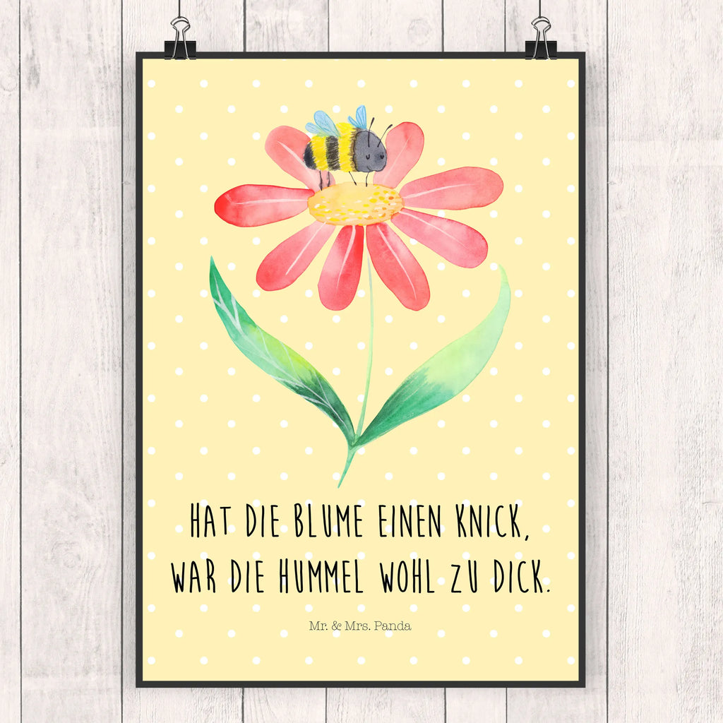 Poster Hummel Blume Poster, Wandposter, Bild, Wanddeko, Küchenposter, Kinderposter, Wanddeko Bild, Raumdekoration, Wanddekoration, Handgemaltes Poster, Mr. & Mrs. Panda Poster, Designposter, Kunstdruck, Posterdruck, Tiermotive, Gute Laune, lustige Sprüche, Tiere, Hummel, Blume, Wespe, Flauschig, Natur, Feld, Hummeln, Biene