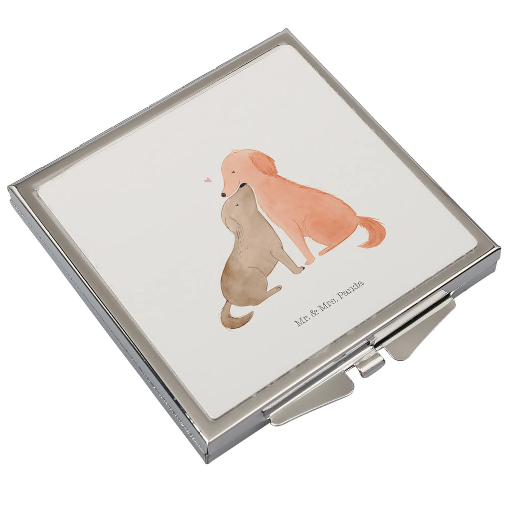 Handtaschenspiegel quadratisch Hunde Liebe Spiegel, Handtasche, Quadrat, silber, schminken, Schminkspiegel, Hund, Hundemotiv, Haustier, Hunderasse, Tierliebhaber, Hundebesitzer, Sprüche, Liebe, Hund. Hunde, Kuss, Vertrauen, Kuscheln, Herz