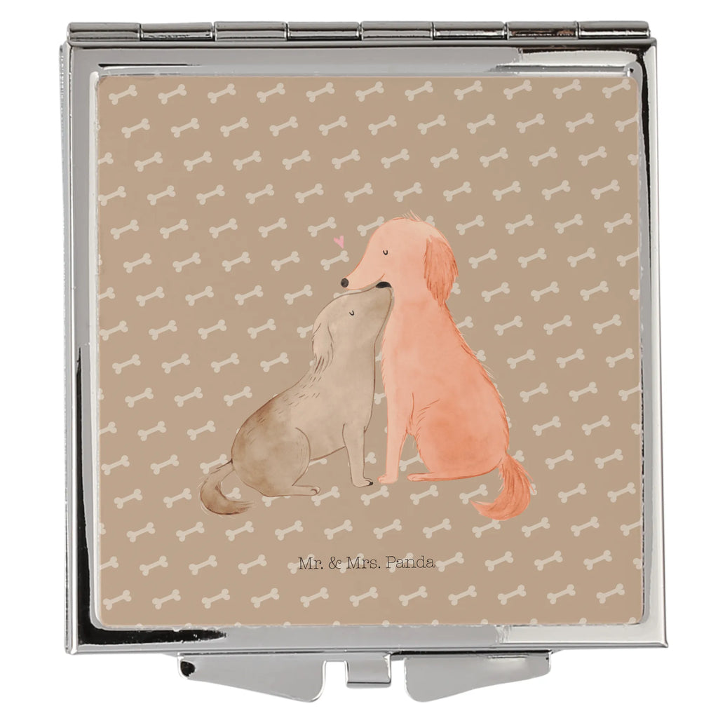 Handtaschenspiegel quadratisch Hunde Liebe Spiegel, Handtasche, Quadrat, silber, schminken, Schminkspiegel, Hund, Hundemotiv, Haustier, Hunderasse, Tierliebhaber, Hundebesitzer, Sprüche, Liebe, Hund. Hunde, Kuss, Vertrauen, Kuscheln, Herz