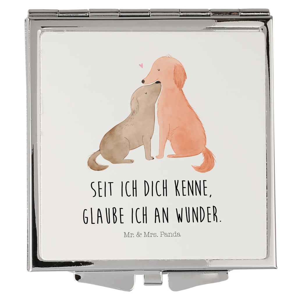 Handtaschenspiegel quadratisch Hunde Liebe Spiegel, Handtasche, Quadrat, silber, schminken, Schminkspiegel, Hund, Hundemotiv, Haustier, Hunderasse, Tierliebhaber, Hundebesitzer, Sprüche, Liebe, Hund. Hunde, Kuss, Vertrauen, Kuscheln, Herz