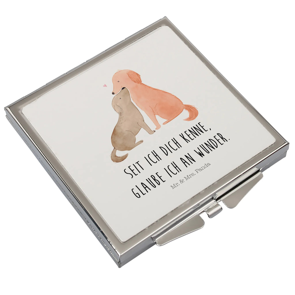 Handtaschenspiegel quadratisch Hunde Liebe Spiegel, Handtasche, Quadrat, silber, schminken, Schminkspiegel, Hund, Hundemotiv, Haustier, Hunderasse, Tierliebhaber, Hundebesitzer, Sprüche, Liebe, Hund. Hunde, Kuss, Vertrauen, Kuscheln, Herz