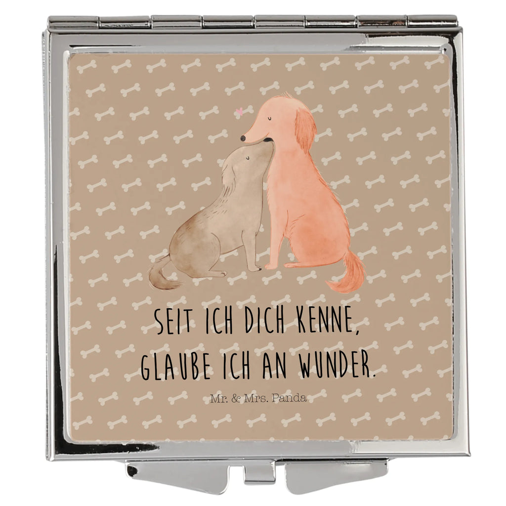 Handtaschenspiegel quadratisch Hunde Liebe Spiegel, Handtasche, Quadrat, silber, schminken, Schminkspiegel, Hund, Hundemotiv, Haustier, Hunderasse, Tierliebhaber, Hundebesitzer, Sprüche, Liebe, Hund. Hunde, Kuss, Vertrauen, Kuscheln, Herz