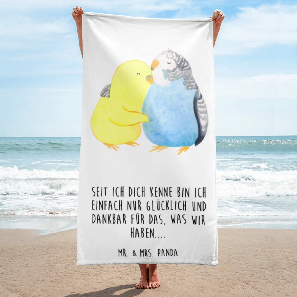 XL Badehandtuch Wellensittich Liebe Handtuch, Badetuch, Duschtuch, Strandtuch, Saunatuch, Liebe, Partner, Freund, Freundin, Ehemann, Ehefrau, Heiraten, Verlobung, Heiratsantrag, Liebesgeschenk, Jahrestag, Hocheitstag, Vögel, Wellensittich, Nähe, Kuscheln, Vertrauen