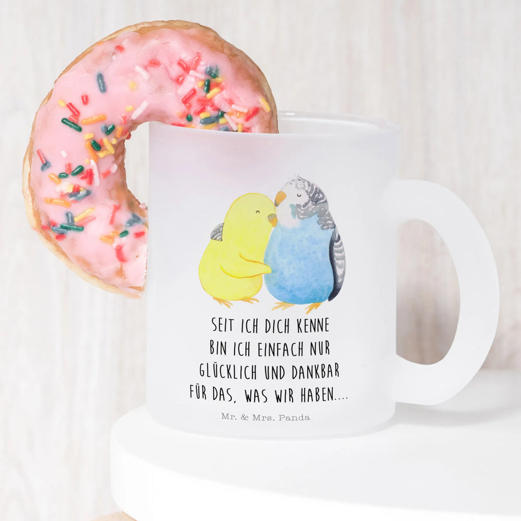 Teetasse Wellensittich Liebe Teetasse, Teeglas, Teebecher, Tasse mit Henkel, Tasse, Glas Teetasse, Teetasse aus Glas, Liebe, Partner, Freund, Freundin, Ehemann, Ehefrau, Heiraten, Verlobung, Heiratsantrag, Liebesgeschenk, Jahrestag, Hocheitstag, Vögel, Wellensittich, Nähe, Kuscheln, Vertrauen