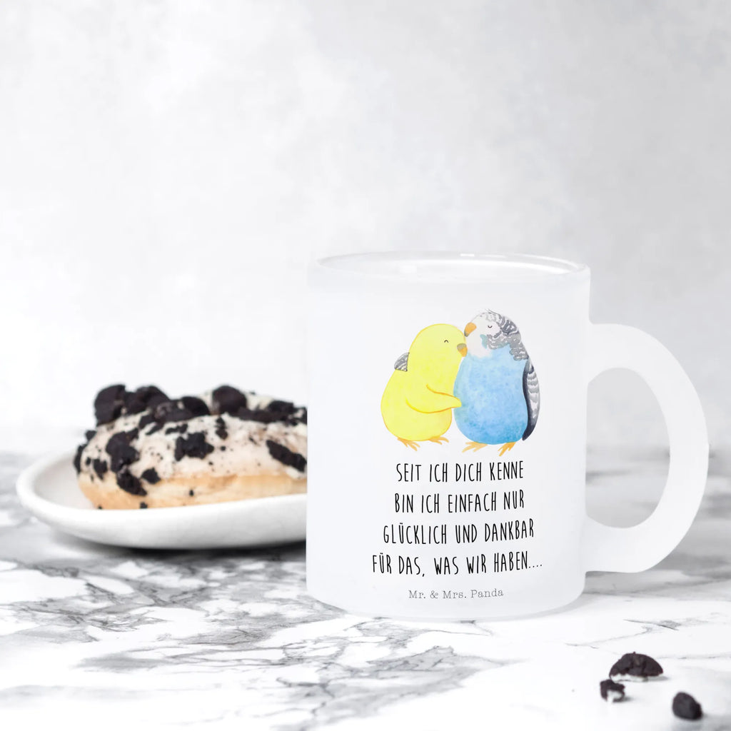 Teetasse Wellensittich Liebe Teetasse, Teeglas, Teebecher, Tasse mit Henkel, Tasse, Glas Teetasse, Teetasse aus Glas, Liebe, Partner, Freund, Freundin, Ehemann, Ehefrau, Heiraten, Verlobung, Heiratsantrag, Liebesgeschenk, Jahrestag, Hocheitstag, Vögel, Wellensittich, Nähe, Kuscheln, Vertrauen